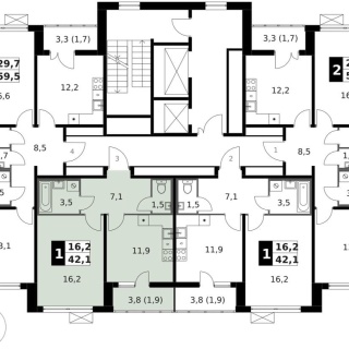 Объявление 1-к квартира, 42.1м2, 9/13 эт
