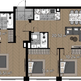 Объявление 4-к квартира, 81.34м2, 19/25 эт