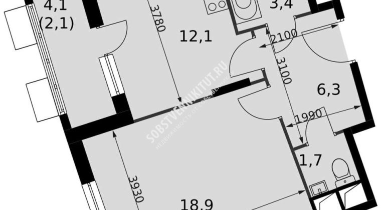 Объявление 1-к квартира, 44.4м2, 10/16 эт