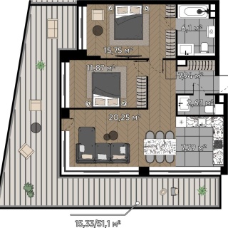 Объявление 3-к квартира, 87.66м2, 1/25 эт