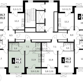 Объявление 1-к квартира, 42.1м2, 12/13 эт