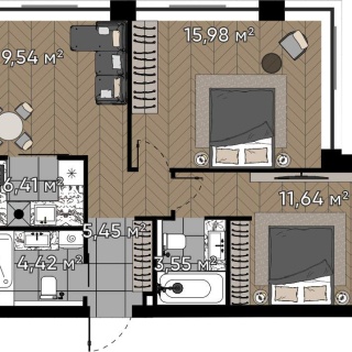 Объявление 3-к квартира, 56.99м2, 3/16 эт