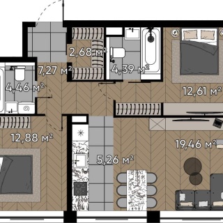 Объявление 3-к квартира, 69.01м2, 16/20 эт
