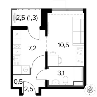 Объявление Студия, 24.9м2, 20/25 эт