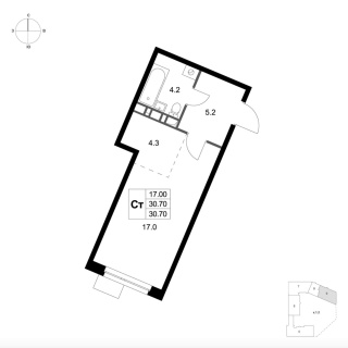 Объявление Студия, 30.7м2, 3/7 эт