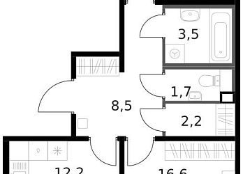 Объявление 2-к квартира, 59.4&nbsp;м&sup2;, 2/13 эт.