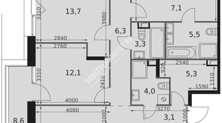 Объявление 5-к квартира, 122.3м2, 13/17 эт