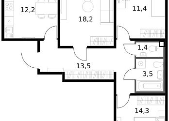 Объявление 3-к квартира, 76.4&nbsp;м&sup2;, 14/14 эт.