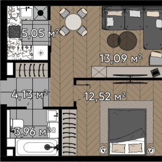 Объявление 2-к квартира, 38.75м2, 20/25 эт