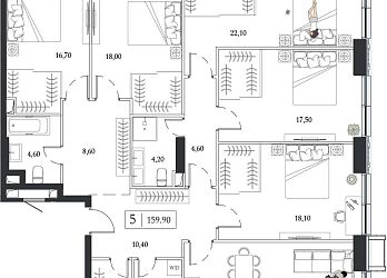 Объявление 5-к квартира, 159.9&nbsp;м&sup2;, 18/24 эт.