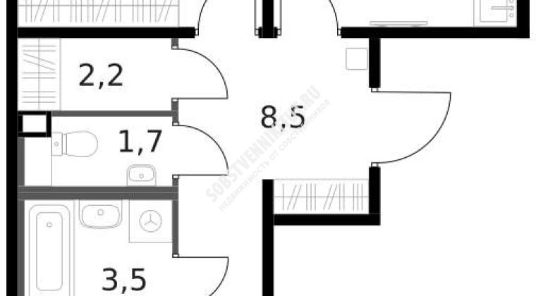 Объявление 2-к квартира, 59.4м2, 13/13 эт