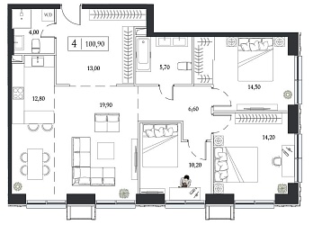 Объявление 3-к квартира, 100.9&nbsp;м&sup2;, 13/24 эт.