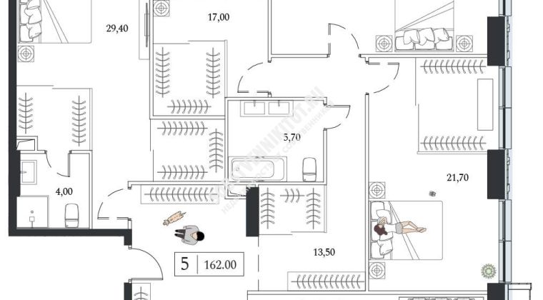 Объявление 5-к квартира, 162м2, 18/24 эт